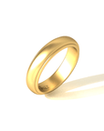 Volonté Wedding Band in 20k Gold by Tropaêz, featuring a doubled shank, 5mm wide-- alternate angle view.