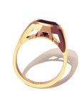 Grand Touring Ring in 20k Yellow Gold by Tropaêz, featuring a deep red garnet and resort styling--side view.