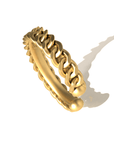 Cuban Twin-Link Cuff Bracelet in 18k Yellow Gold by Tropaêz, sleek slip-on design, 12mm wide--side view.