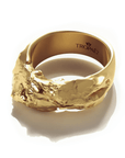 Cascades Ring in 20k Gold by Tropaêz, featuring bold peaks and plunges, 9mm wide--seen from above.