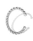 Cuban Twin-Link Cuff Bracelet in Sterling Silver by Tropaêz, sleek slip-on design, 12mm wide--profile view.