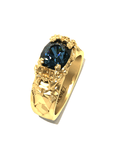 Manor House Ring in 20k Gold by Tropaêz, limited edition with vineyard motifs and London Blue Topaz--alternate top view.