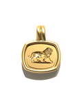 Lion’s Resolve Pendant in 20k Gold by Tropaêz, featuring a lion intaglio, symbol of strength--front view.