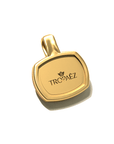 Lion’s Resolve Pendant in 20k Gold by Tropaêz, featuring a lion intaglio, symbol of strength--back view includes the Tropaêz branding.