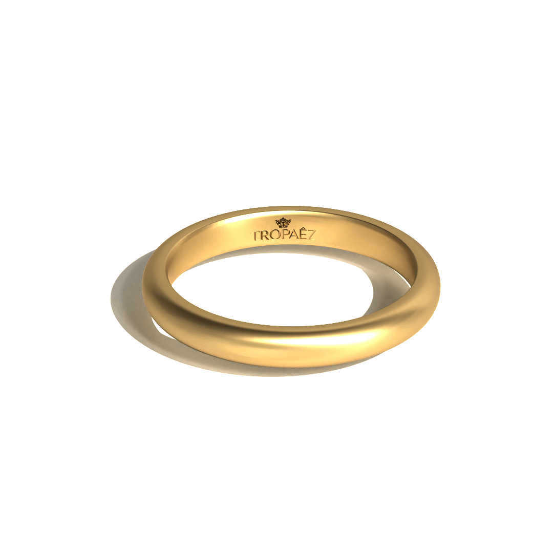 Tropaêz Classic Women's Band in 20k Gold, timeless unadorned design, 5mm wide.