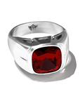 Grand Touring Ring in White Gold by Tropaêz, featuring a deep red garnet and resort styling--alternate angle view.