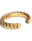 Cuban Twin-Link Cuff Bracelet in 18k Yellow Gold by Tropaêz, sleek slip-on design, 12mm wide.