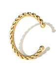 Cuban Twin-Link Cuff Bracelet in 18k Yellow Gold by Tropaêz, sleek slip-on design, 12mm wide--profile view.